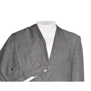 Vtg Valentino 42R Pant 35x32 Gray Micro Houndstooth 2-Piece Suit 100% Wool